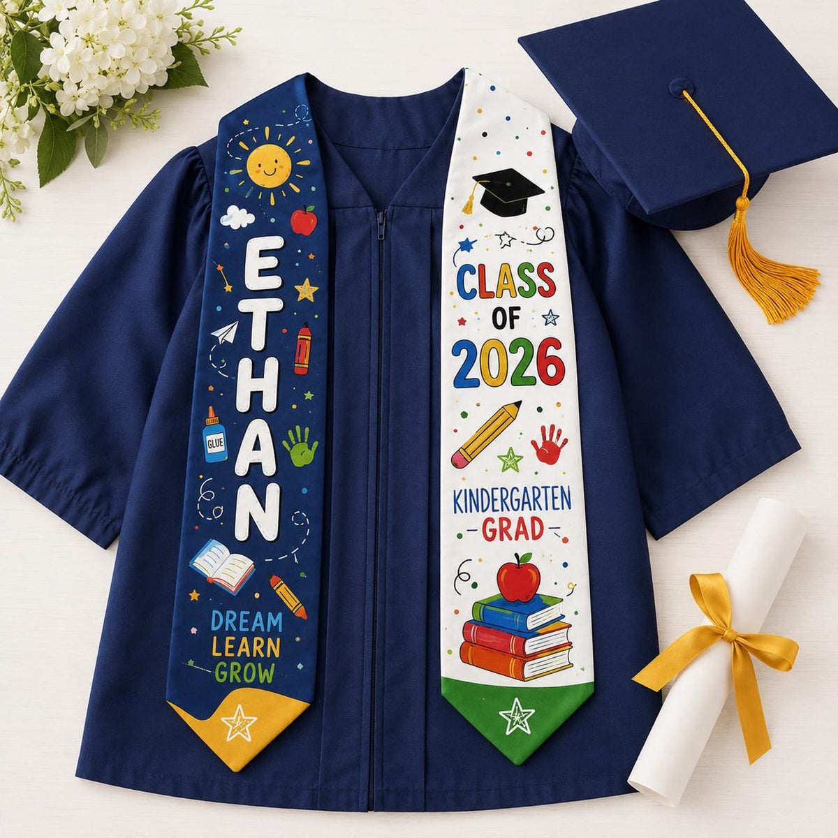 Kindergarten Graduation Stole 2026, Personalized Kids Grad Sash, Class of 2026 School Ceremony Stole, Preschool Graduation Gift