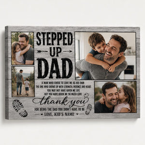 Stepped Up Dad, Stepdad Photo Collage Wall Art, Father s Day, Bonus Dad Gift, Family Picture, Gift For Him, Rustic Farmhouse Home