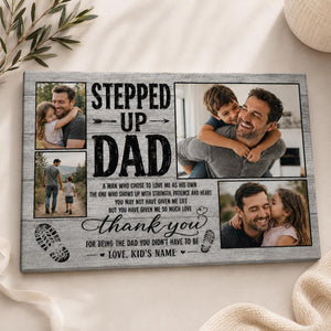 Stepped Up Dad, Stepdad Photo Collage Wall Art, Father s Day, Bonus Dad Gift, Family Picture, Gift For Him, Rustic Farmhouse Home