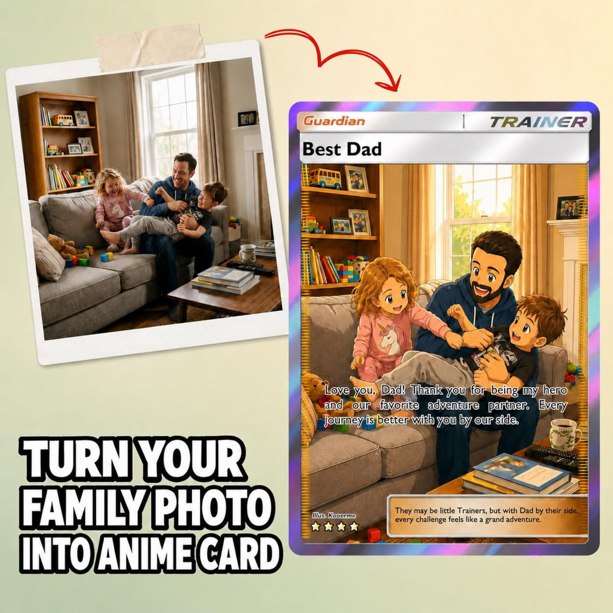 Personalized Father's Day Poke Card, Custom Gamer Dad Gift, Birthday Anniversary Gift, TCG Cards