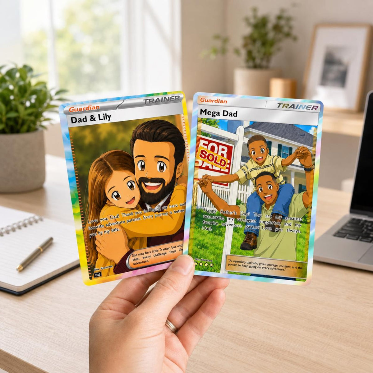 Personalized Father's Day Poke Card, Custom Gamer Dad Gift, Birthday Anniversary Gift, TCG Cards