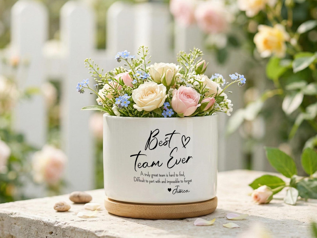 Personalized Gift Planter, Custom Flower Pot with Message, Plant Lover Gift for Teacher Mom Coworker Friend