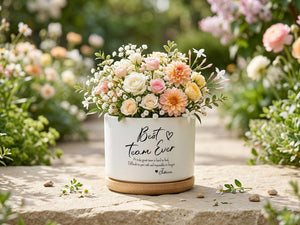 Personalized Gift Planter, Custom Flower Pot with Message, Plant Lover Gift for Teacher Mom Coworker Friend