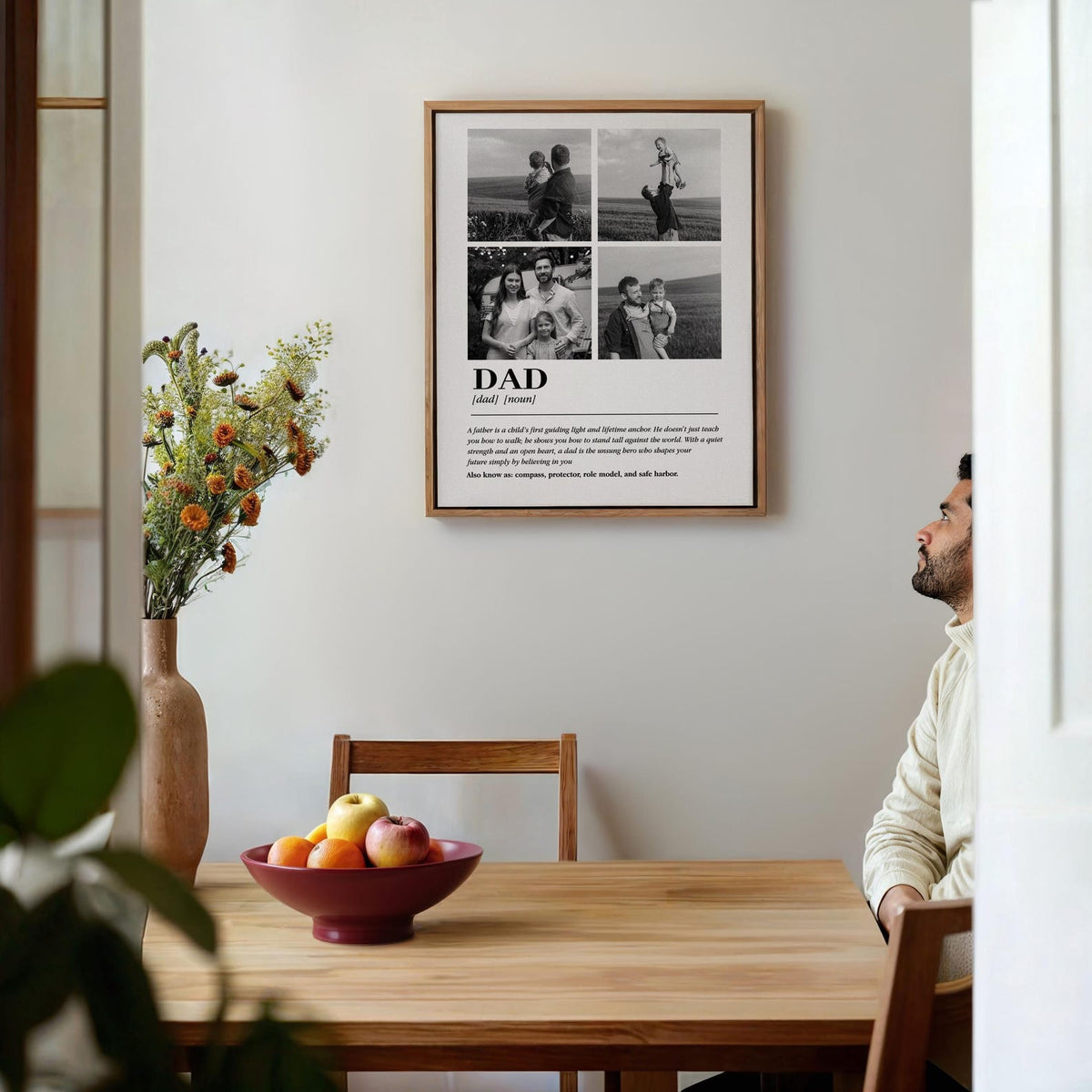 Dad Definition Canvas Wall Art With Custom Photo Collage, Fathers Day Nostalgic Poster
