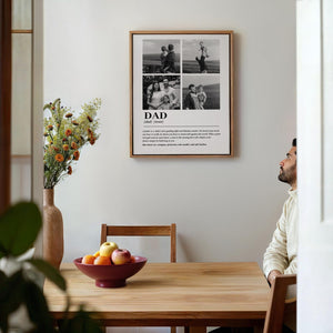 Dad Definition Canvas Wall Art With Custom Photo Collage, Fathers Day Nostalgic Poster