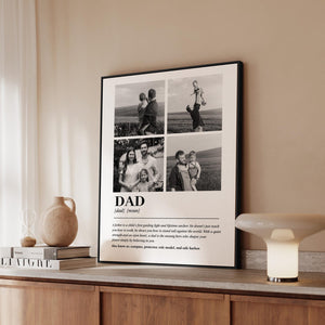 Dad Definition Canvas Wall Art With Custom Photo Collage, Fathers Day Nostalgic Poster