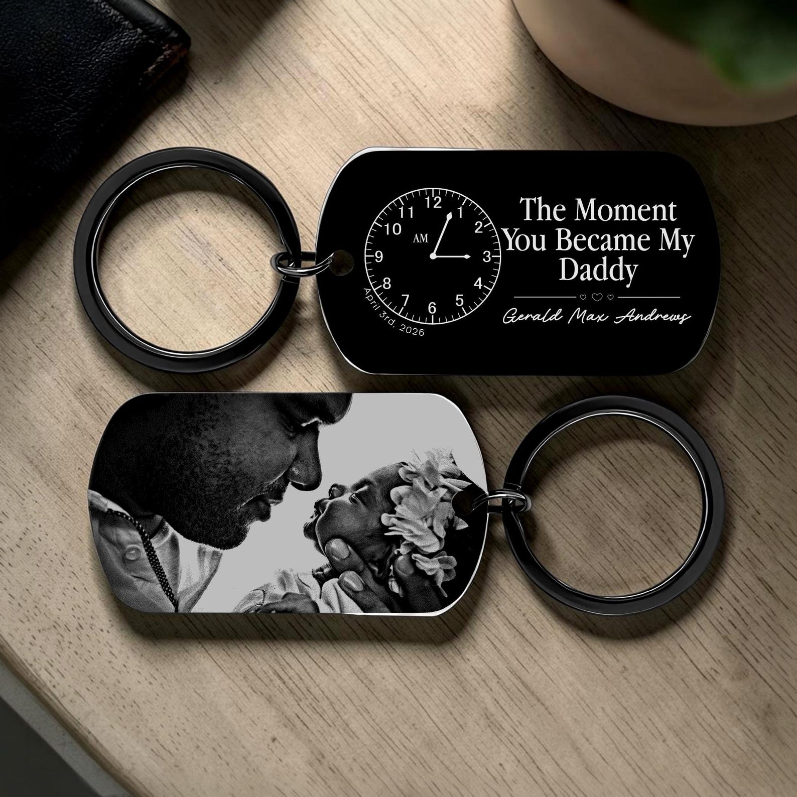 The Moment You Became My Daddy, Personalized Photo Keyring With New Born Baby Photo Gift New Dad, First Fathers Day