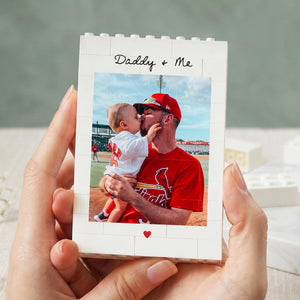 Daddy & Me Custom Puzzle Personalized Brick Photo Block Gift for Father s Day, Birthday Sentimental Keepsake Gift for Daddy from Kids