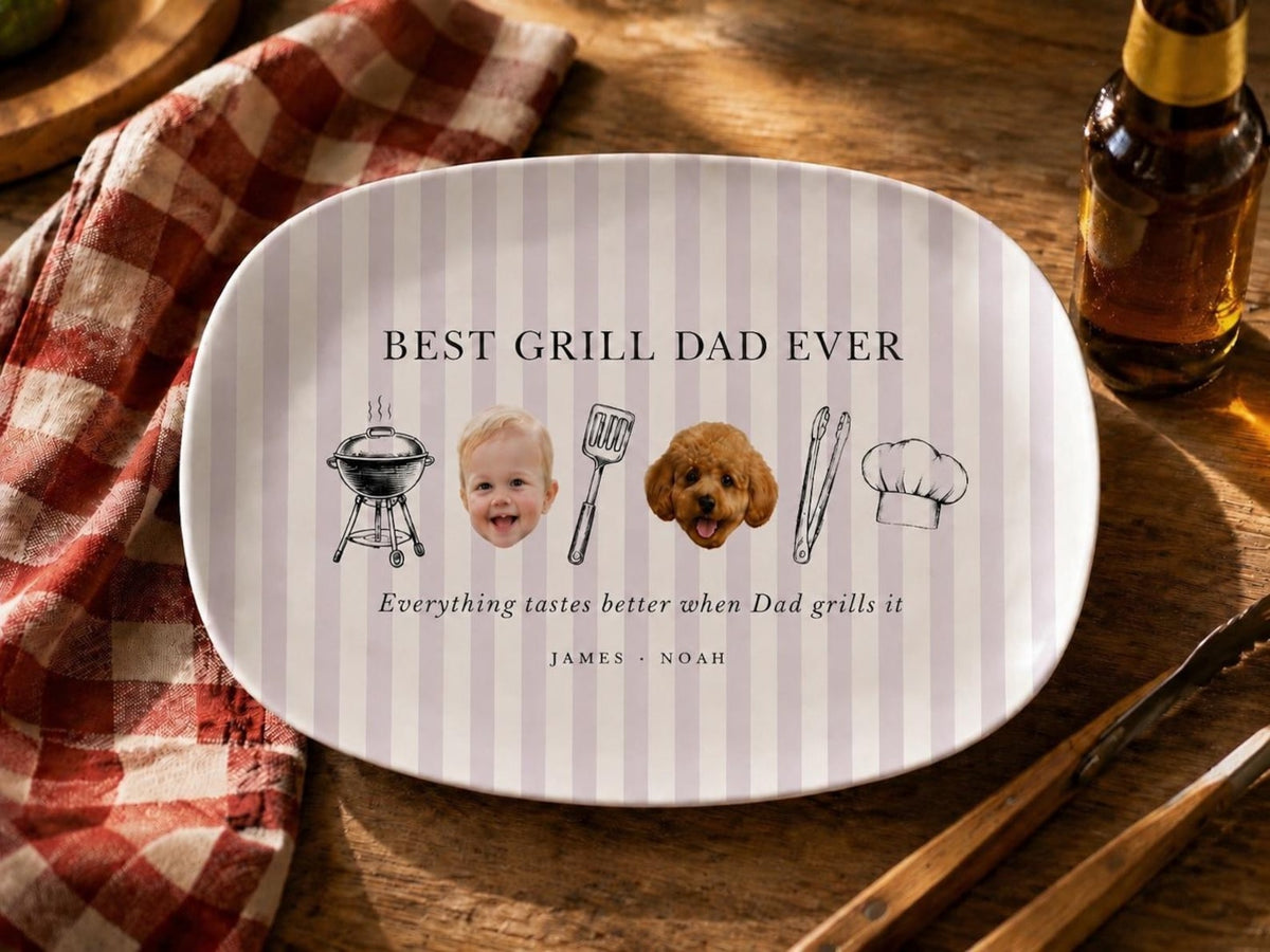 Personalized Photo Daddy Grill Master Platter, Baby Face Platter, Custom Baby Plate Gift for Daddy Grandpa Fathers Day Gift Pops Dada Gift