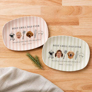 Personalized Photo Daddy Grill Master Platter, Baby Face Platter, Custom Baby Plate Gift for Daddy Grandpa Fathers Day Gift Pops Dada Gift