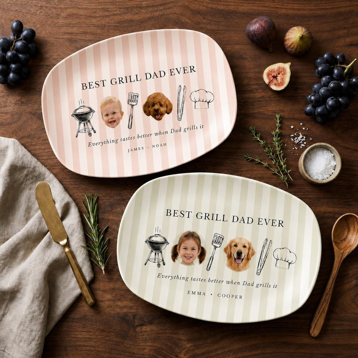 Personalized Photo Daddy Grill Master Platter, Baby Face Platter, Custom Baby Plate Gift for Daddy Grandpa Fathers Day Gift Pops Dada Gift