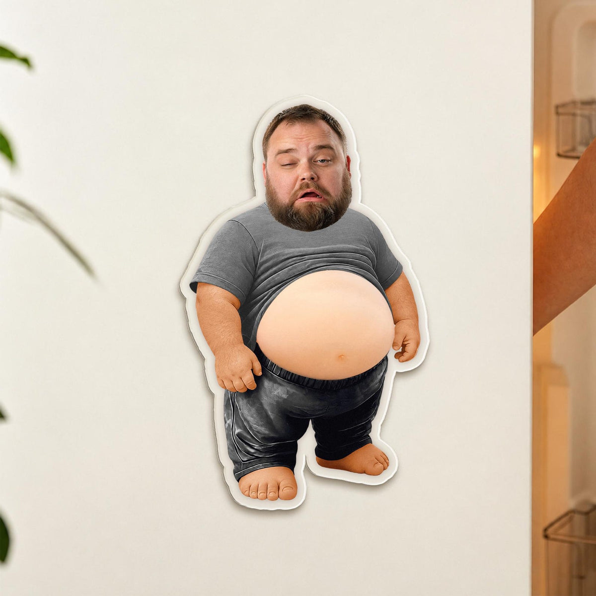 Personalized Funny Daddy Face Squishy Belly Fridge Magnet, Father's Day Gift For Husband, Custom Dad Photo Squeeze Magnet, Kitchen Decor