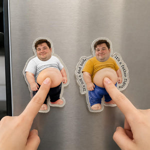 Personalized Funny Daddy Face Squishy Belly Fridge Magnet, Father's Day Gift For Husband, Custom Dad Photo Squeeze Magnet, Kitchen Decor