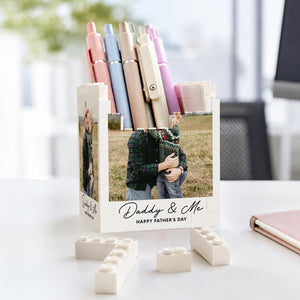 Personalized Daddy and Me Photo Building Block Pen Pot, Father's Day Gift From Kids, New Dad Gift, Gift For Papa, First Time Dad Gift