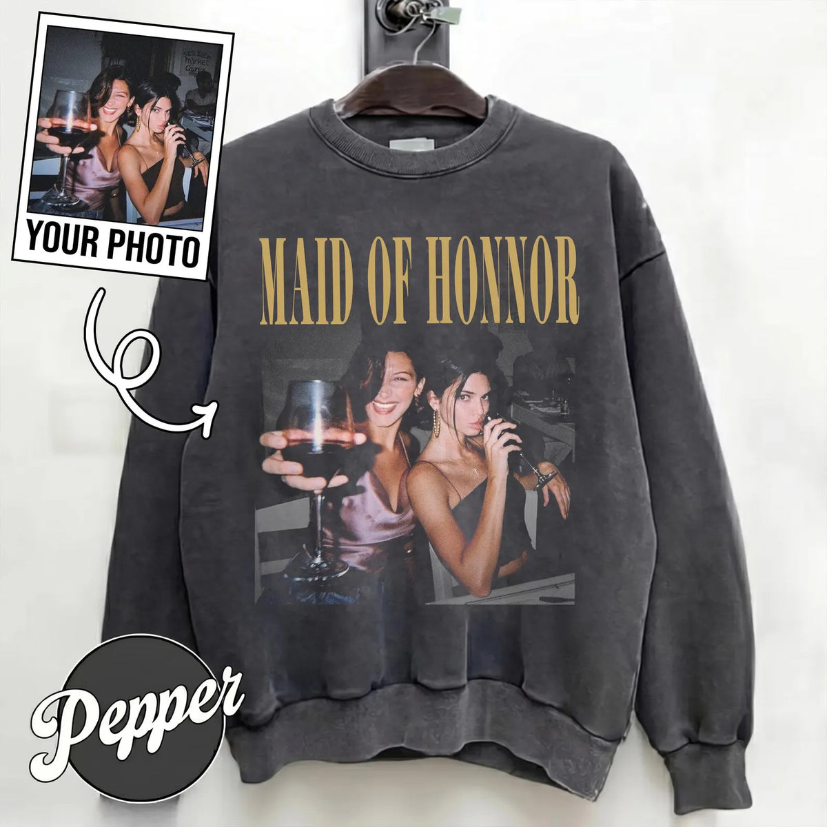 Personalized Maid of Honor Shirt, Comfort Colors Custom Photo Bridesmaid Shirt, MOH Bachelorette Party Tee, Team Bride, Bridal Shower Gift