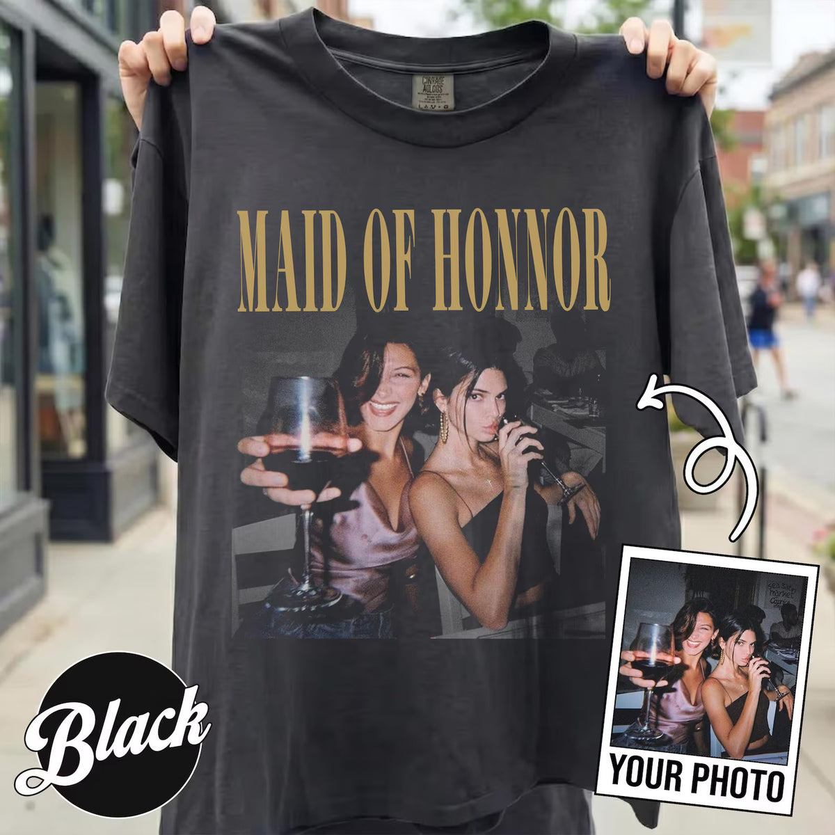 Personalized Maid of Honor Shirt, Comfort Colors Custom Photo Bridesmaid Shirt, MOH Bachelorette Party Tee, Team Bride, Bridal Shower Gift