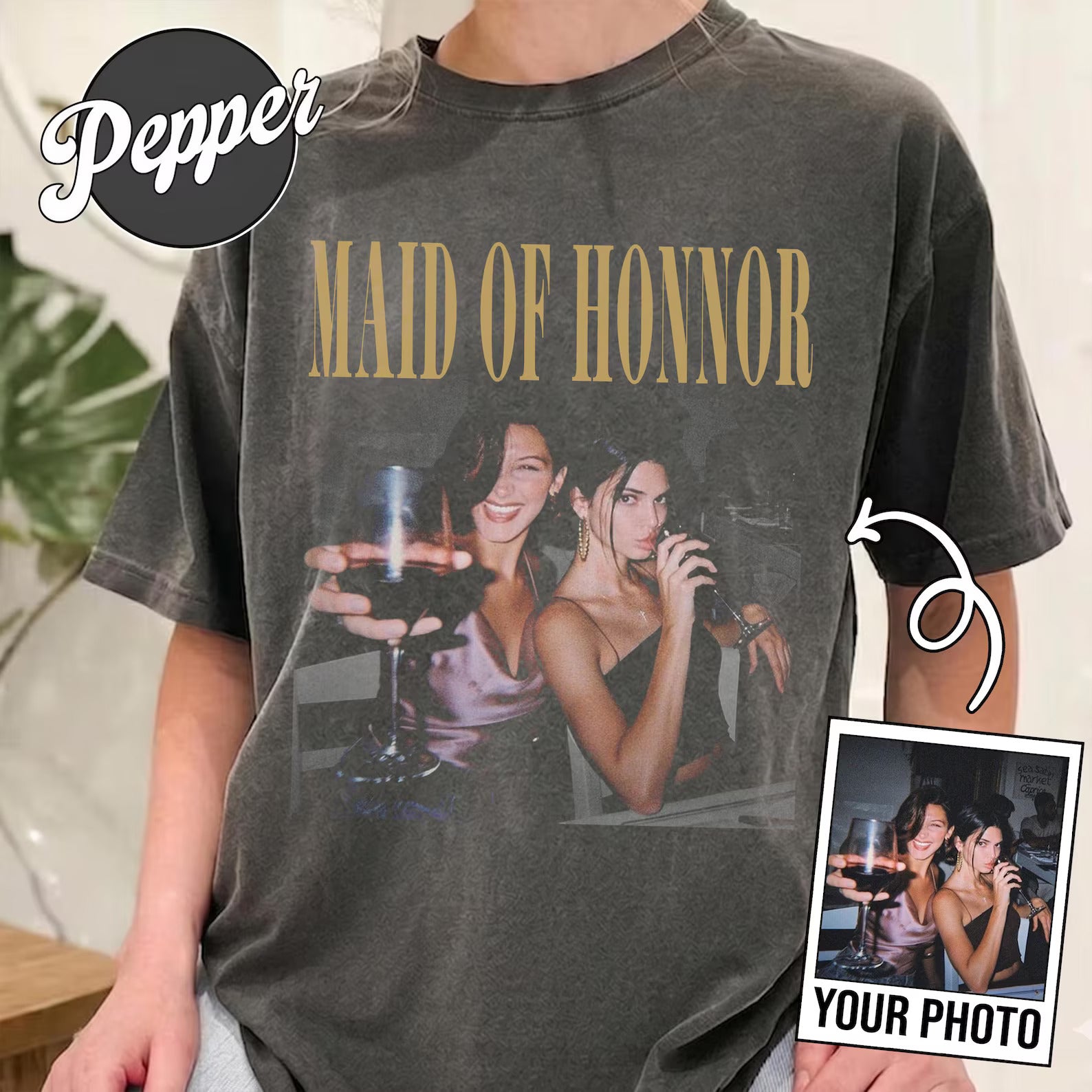 Personalized Maid of Honor Shirt, Comfort Colors Custom Photo Bridesmaid Shirt, MOH Bachelorette Party Tee, Team Bride, Bridal Shower Gift