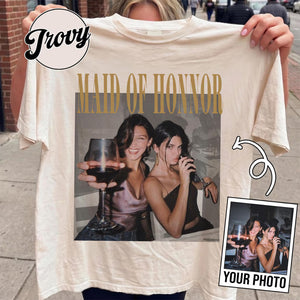 Personalized Maid of Honor Shirt, Comfort Colors Custom Photo Bridesmaid Shirt, MOH Bachelorette Party Tee, Team Bride, Bridal Shower Gift