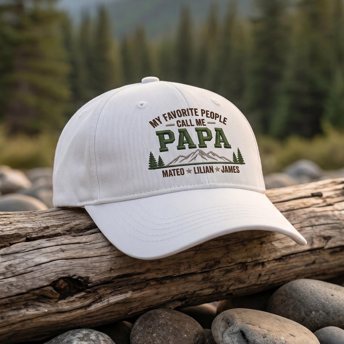 Personalized Papa Hat with Kids Names, Custom Embroidered Dad Cap, Father Day Gift for Grandpa, Mountain Dad Baseball Cap, Gift from Dad