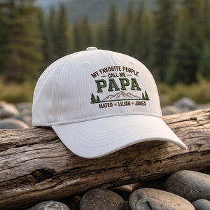 Personalized Papa Hat with Kids Names, Custom Embroidered Dad Cap, Father Day Gift for Grandpa, Mountain Dad Baseball Cap, Gift from Dad