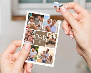 Custom Photo Collage Dad And Kids Building Blocks, Fathers Day Gift for Him, Bricks Puzzle Gift for Husband, New Dad Gift, Family Keepsake