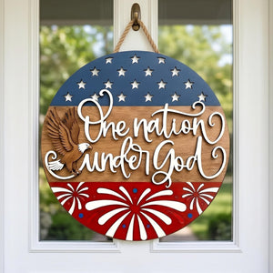 USA 250th Anniversary Sign, Patriotic Door Hanging Decor, Semiquincentennial Floral Wall Art, American Flag 1776-2026 Wooden Door Hanger