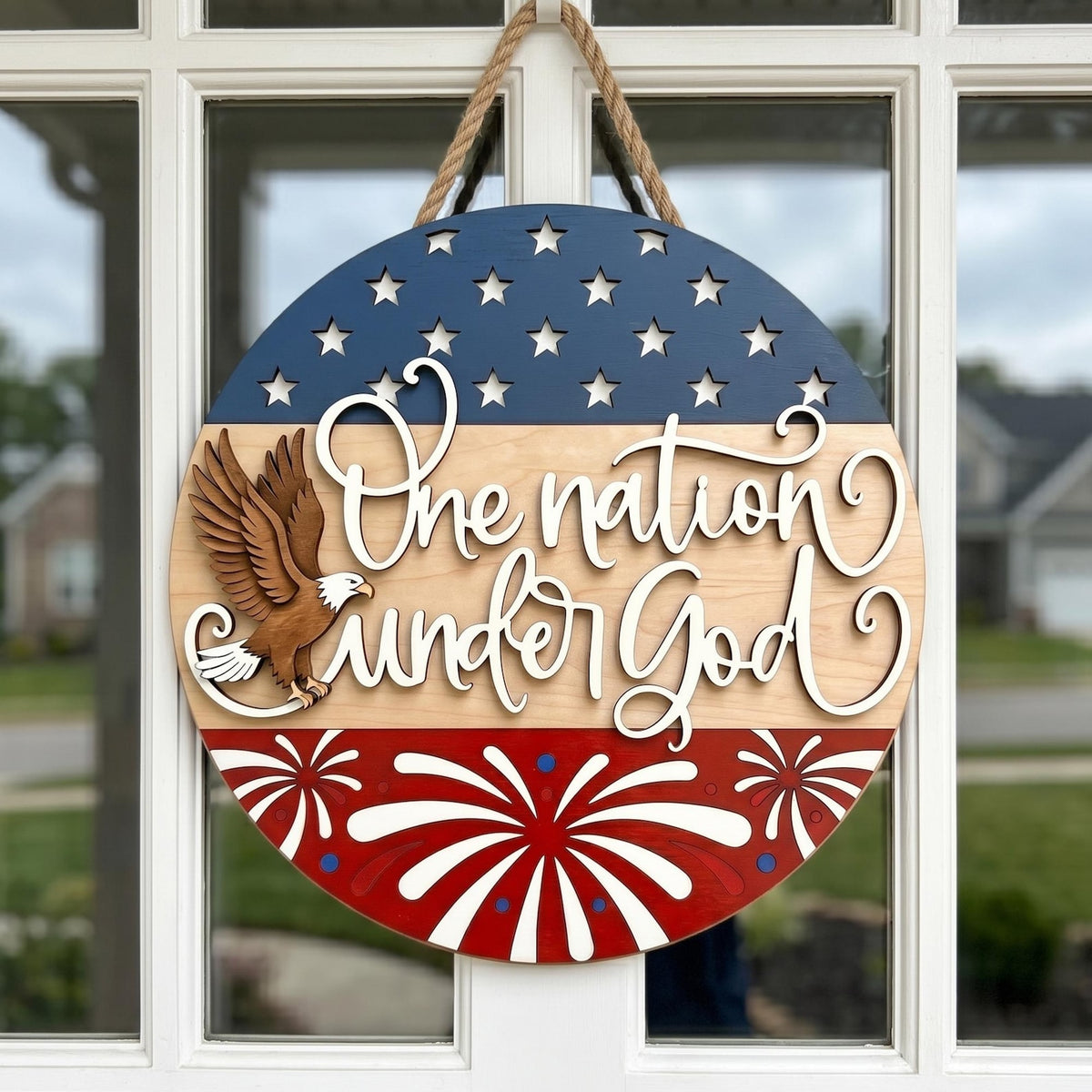 USA 250th Anniversary Sign, Patriotic Door Hanging Decor, Semiquincentennial Floral Wall Art, American Flag 1776-2026 Wooden Door Hanger