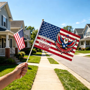 US 250th Anniversary Handheld Flags, Patriotic Souvenir Waving Flags USA Patriotic Handheld Flags for 4th of July Outside Decorations