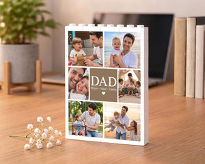 Custom Photo Collage Dad And Kids Building Blocks, Fathers Day Gift for Him, Bricks Puzzle Gift for Husband, New Dad Gift, Family Keepsake