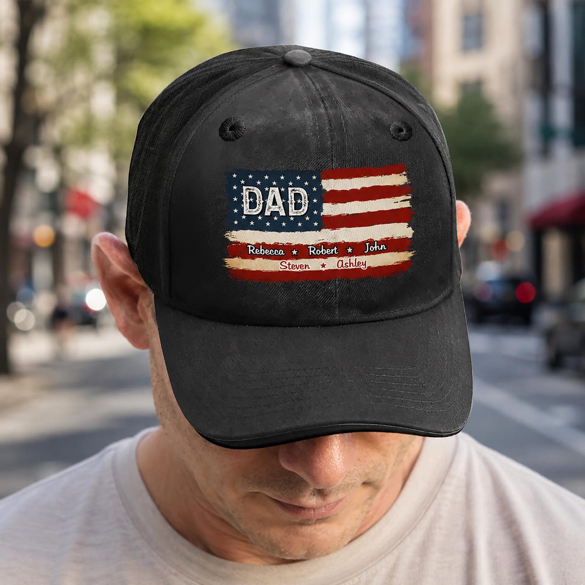 Personalized Grandpa Hat With Grandkids Names, Custom American Flag Cap, Father's Day Gift For Grandpa, Grandpa Birthday Gift, Papa Hat