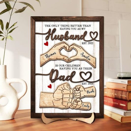 Father's Day Gifts For Dad, Custom Fist Bump Sign Gift for Husband, Dad Sign with Kids Names