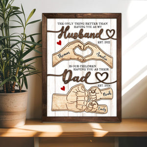 Father's Day Gifts For Dad, Custom Fist Bump Sign Gift for Husband, Dad Sign with Kids Names