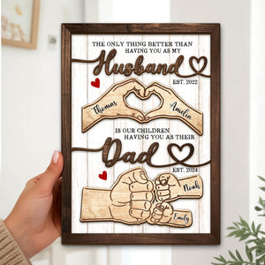 Father's Day Gifts For Dad, Custom Fist Bump Sign Gift for Husband, Dad Sign with Kids Names