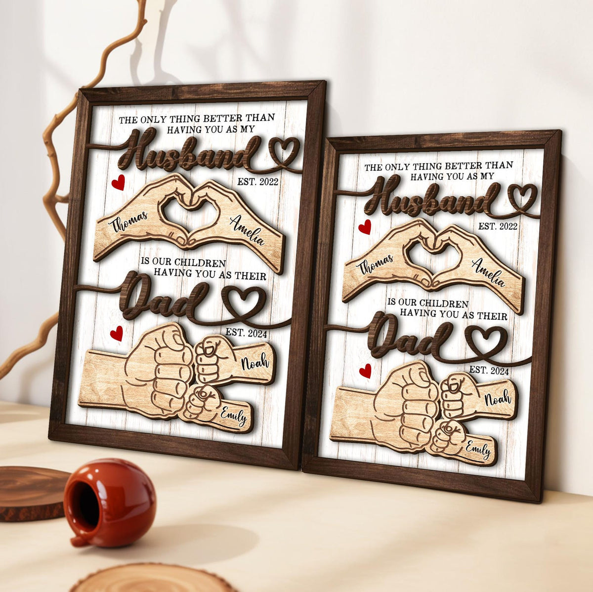 Father's Day Gifts For Dad, Custom Fist Bump Sign Gift for Husband, Dad Sign with Kids Names