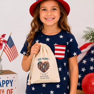 Personalized America 250 Santa Sacks, USA 250th Anniversary Cotton Gift Sack, We The People Patriotic Party Favor, Custom Family Name Bag