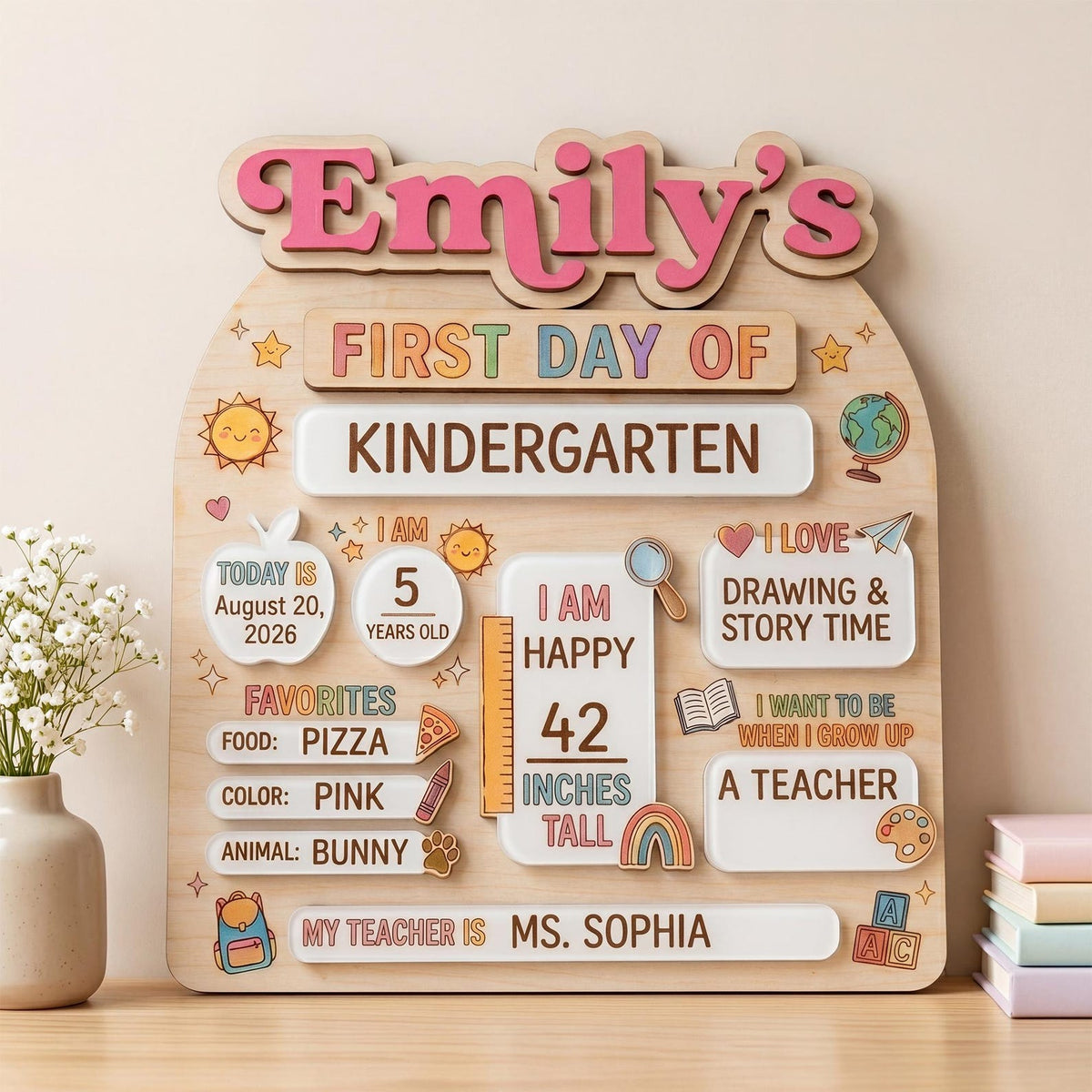 Custom First Day of School Sign, Back to School Board, Preschool Kindergarten 1st Day of School Sign, Last Day of School Keepsake