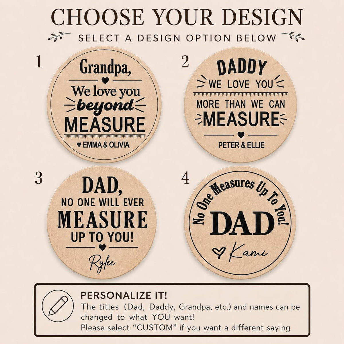 Personalized Measuring Tape Gift for Dad Custom Tape Measure Insert Father s Day Gift Daddy Grandpa Papa