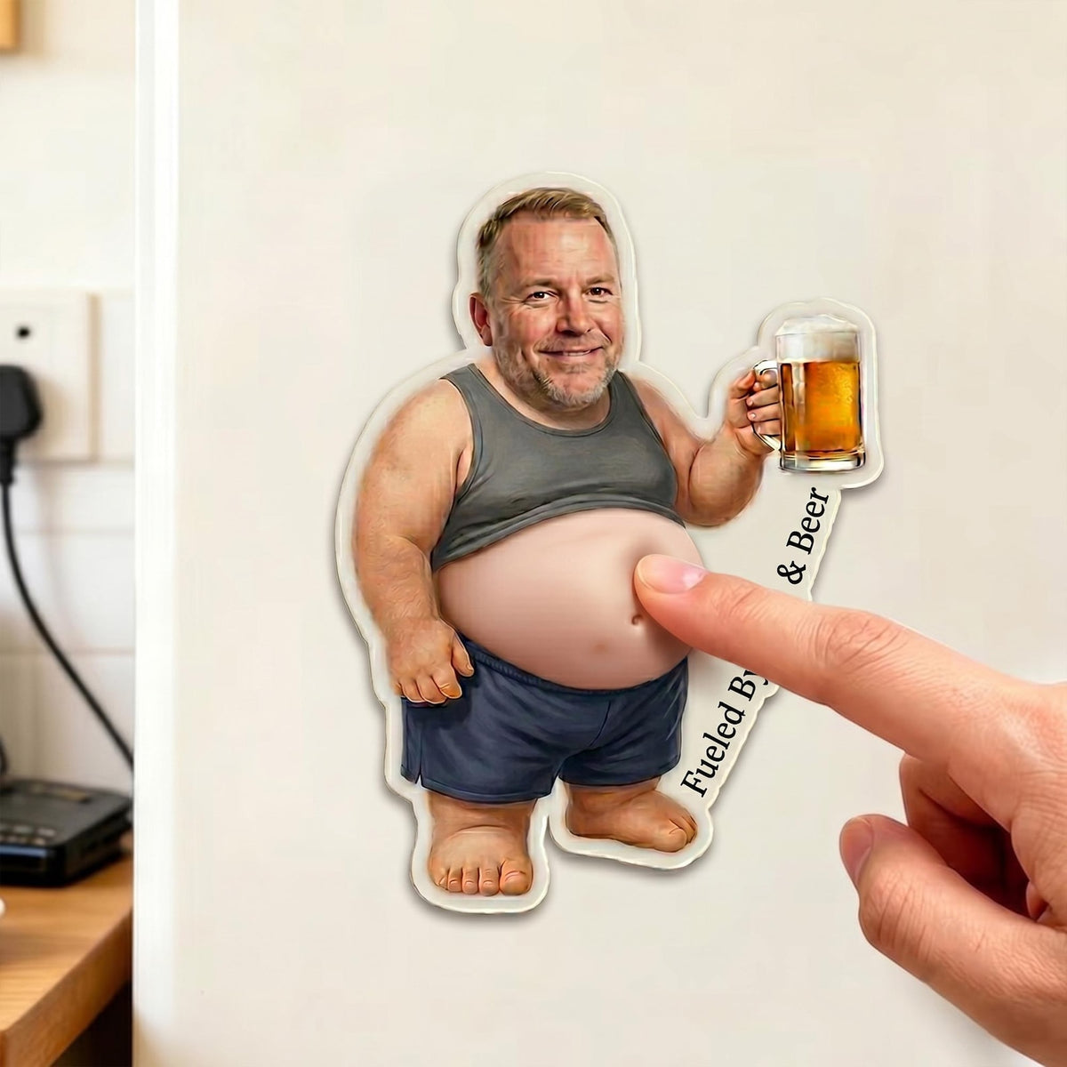 Personalized Funny Dad s Grilling Face Squishy Belly Fridge Magnet, Father's Day Gift For Husband, Custom Dad Photo Squeeze Magnet, Kitchen