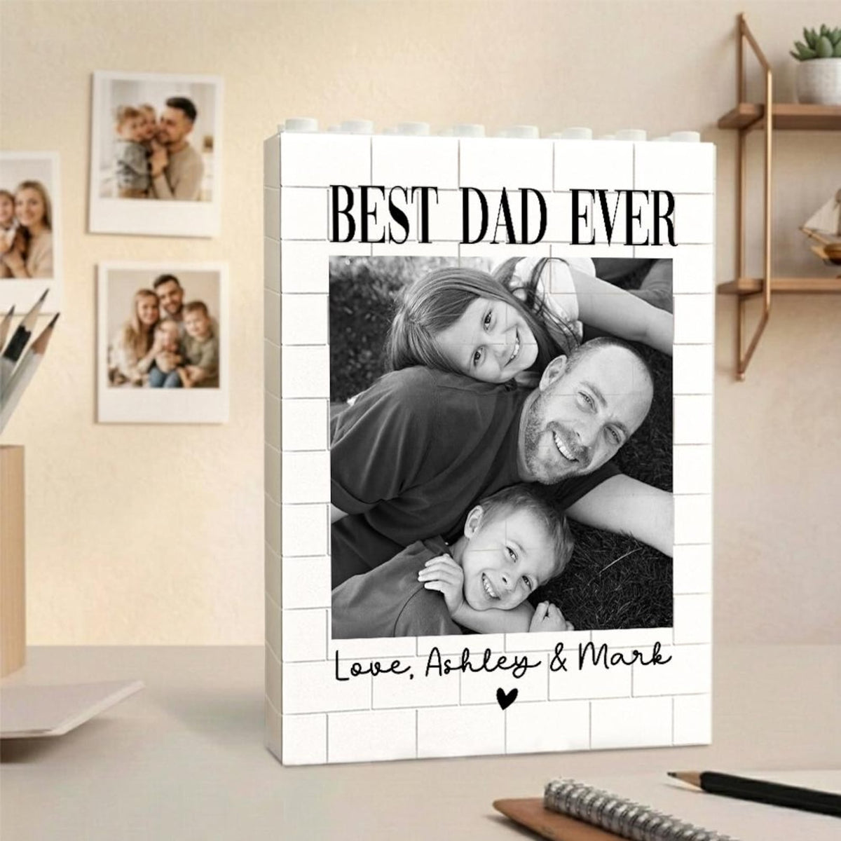 Custom Photo Building Block: Personalized Dad Picture Brick Puzzle, Father's Day Gift for Dad from Kids, Dad Birthday Gift, Gift for Husband
