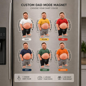 Funny Daddy Face Squishy Belly Fridge Magnet, Personalized Father's Day Gift For Husband, Custom Dad Photo Magnet, Gift From Son Daughter