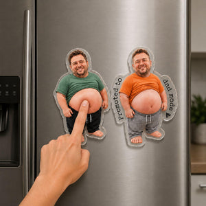 Funny Daddy Face Squishy Belly Fridge Magnet, Personalized Father's Day Gift For Husband, Custom Dad Photo Magnet, Gift From Son Daughter