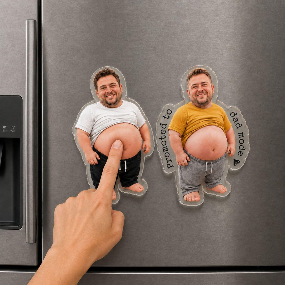 Funny Daddy Face Squishy Belly Fridge Magnet, Personalized Father's Day Gift For Husband, Custom Dad Photo Magnet, Gift From Son Daughter