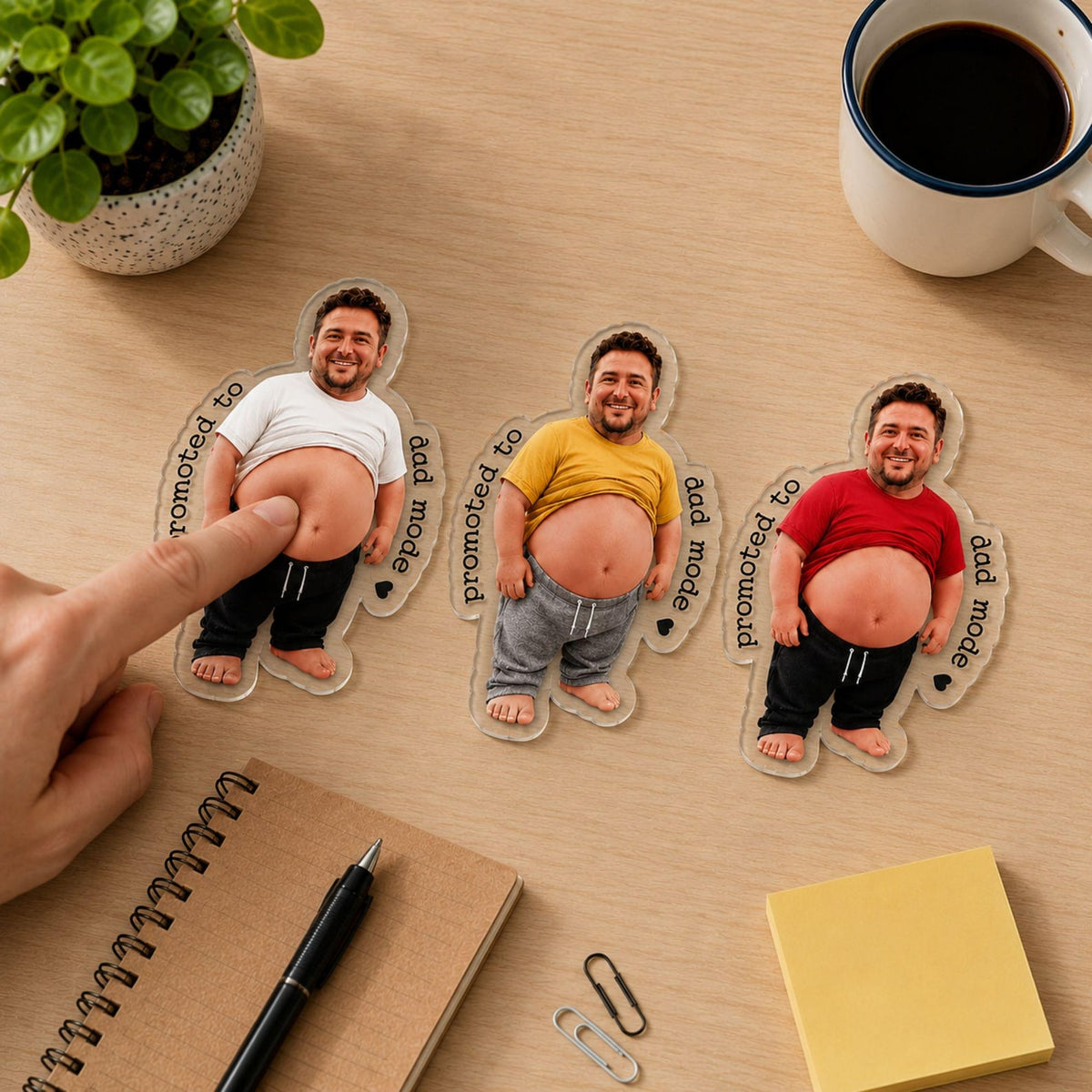 Funny Daddy Face Squishy Belly Fridge Magnet, Personalized Father's Day Gift For Husband, Custom Dad Photo Magnet, Gift From Son Daughter