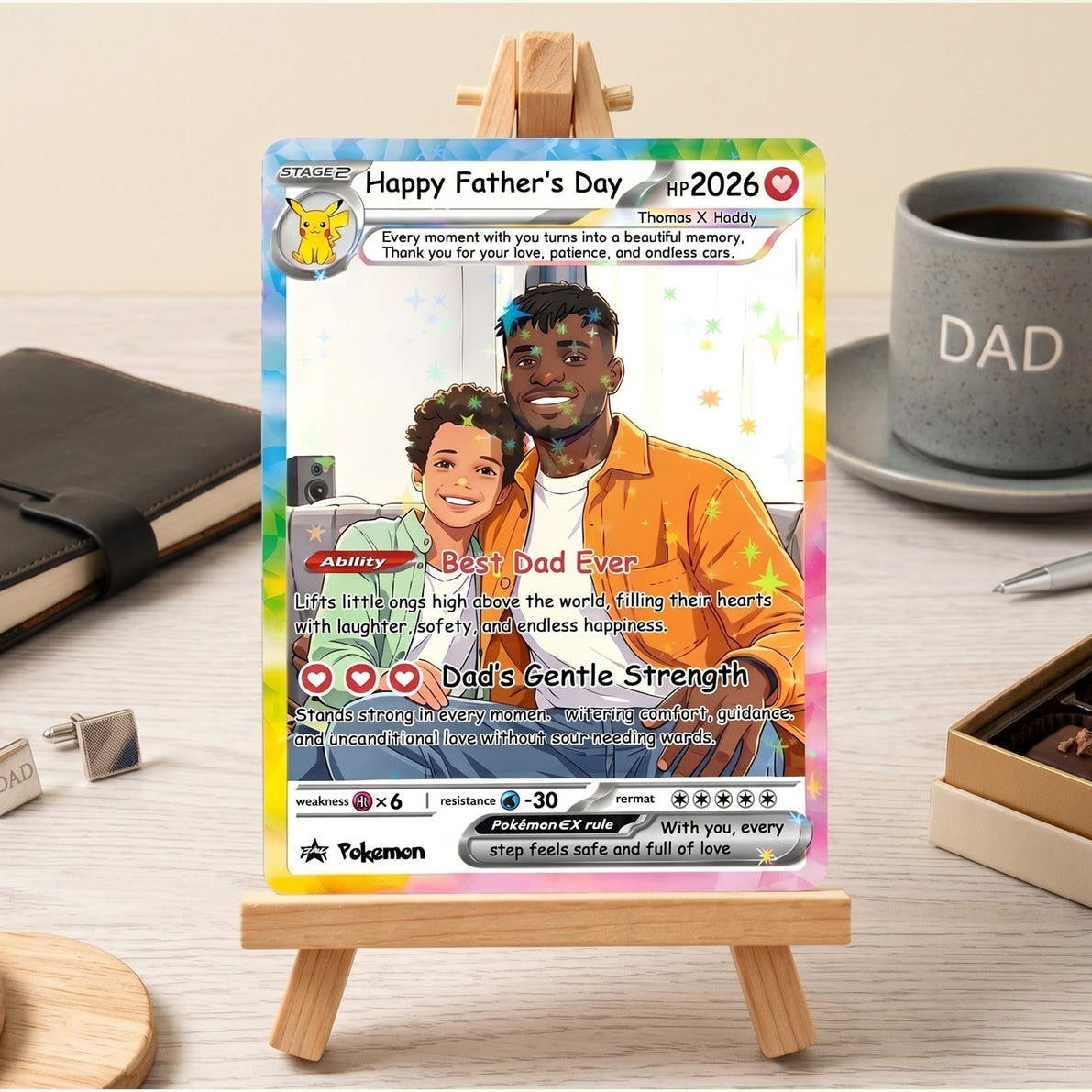 Custom Father s Day Anime Card, Personalized Photo Trading Card, Gift for Gamer Dad, Father s Day Present, Custom Trainer Card