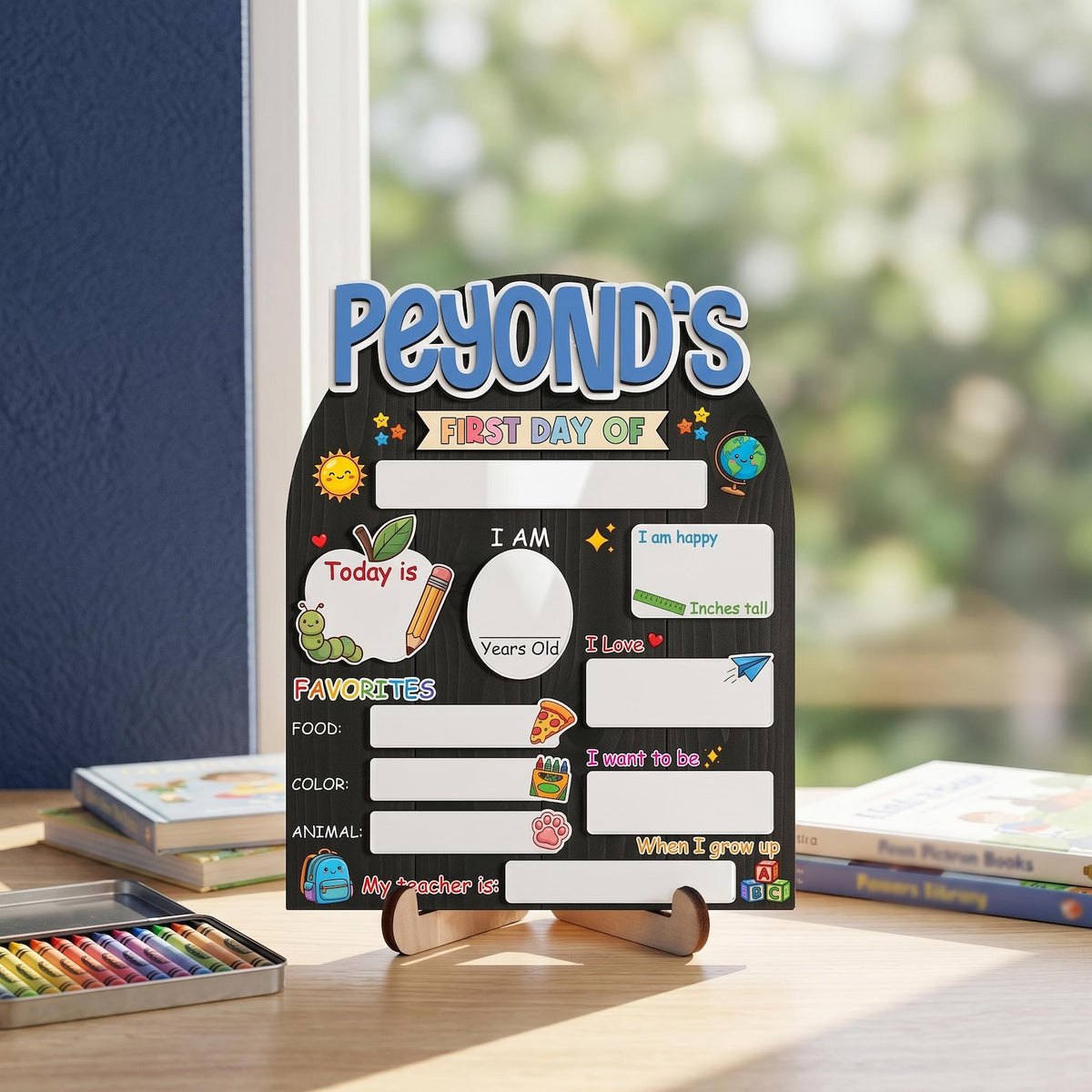 Custom First Day of School Sign,Preschool Back to School Board Kid Gift,Kindergarten 1st Day of School Photo Prop,Last Day School Name Sign