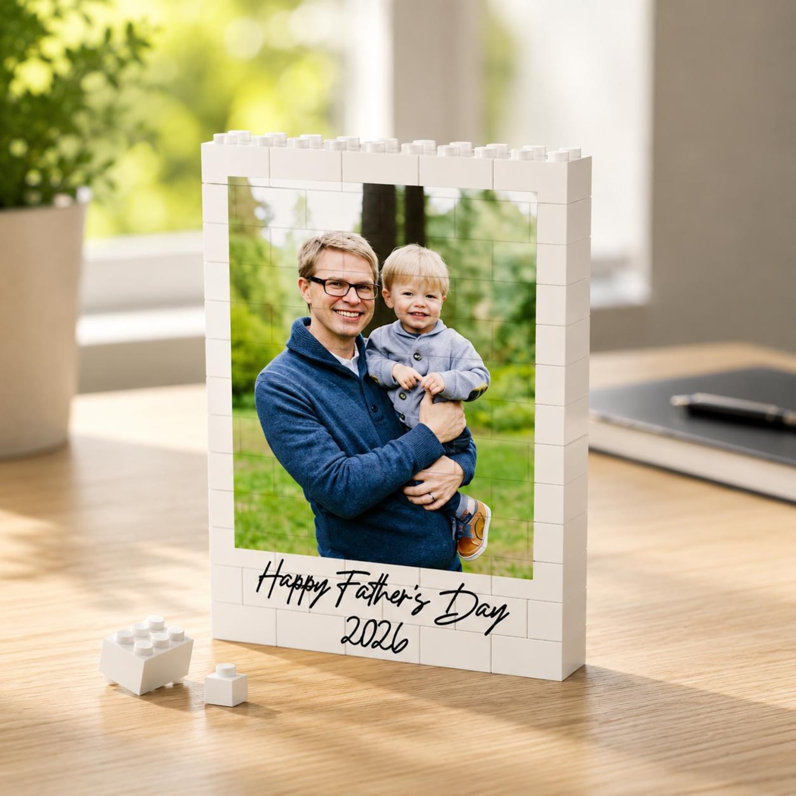 Personalized Father's Day Gift For Dad, Custom Photo Building Block, Daddy And Me Puzzle Block, Custom Brick Figures from Photo, Gamer Dad