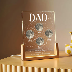 Moon Phase Dad Gift Personalized Acrylic Plaque Light, Custom Night Sky Gift for Dad, Father s Day Gift, LED Moon Lamp Keepsake