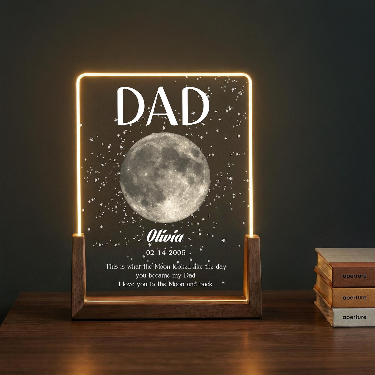 Moon Phase Dad Gift Personalized Acrylic Plaque Light, Custom Night Sky Gift for Dad, Father s Day Gift, LED Moon Lamp Keepsake