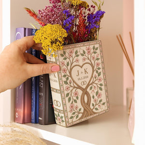 Personalized Wedding Book Vase, Custom Couple Name Vase, Heart Tree Decor, Wedding Anniversary Gift, Anniversary Gift