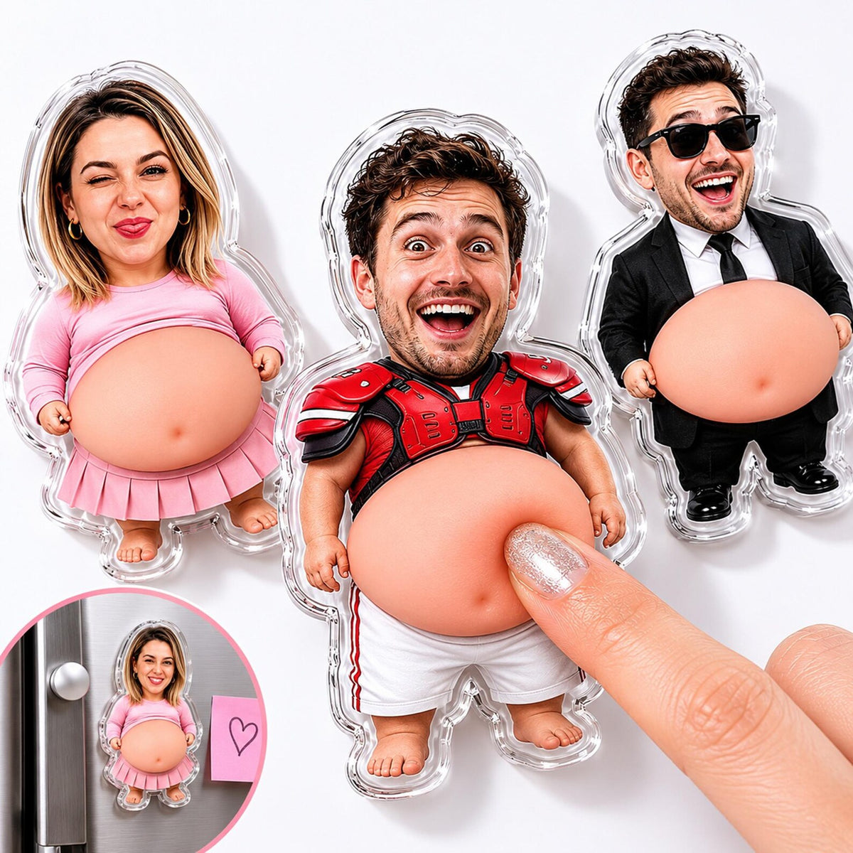 Personalized Dad Squeeze Belly Magnet, Funny Fridge Gift for Dad Father's Day Gift for Dad, Husband Photo Magnet, Funny Kitchen Decor